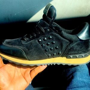 Black and Tan bottom Valentino sneakers